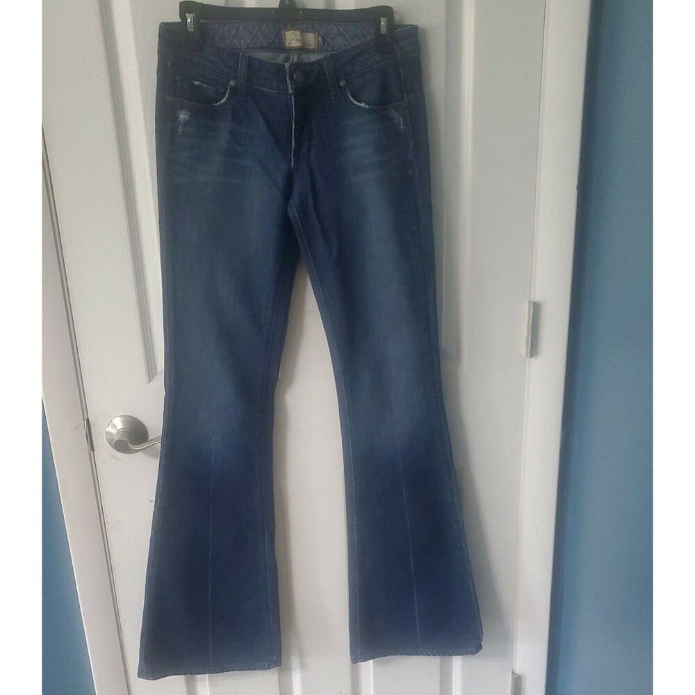 Paige Premium Denim Distressed Flare Women's Jeans Size 27 x 33 Blue Made in USA